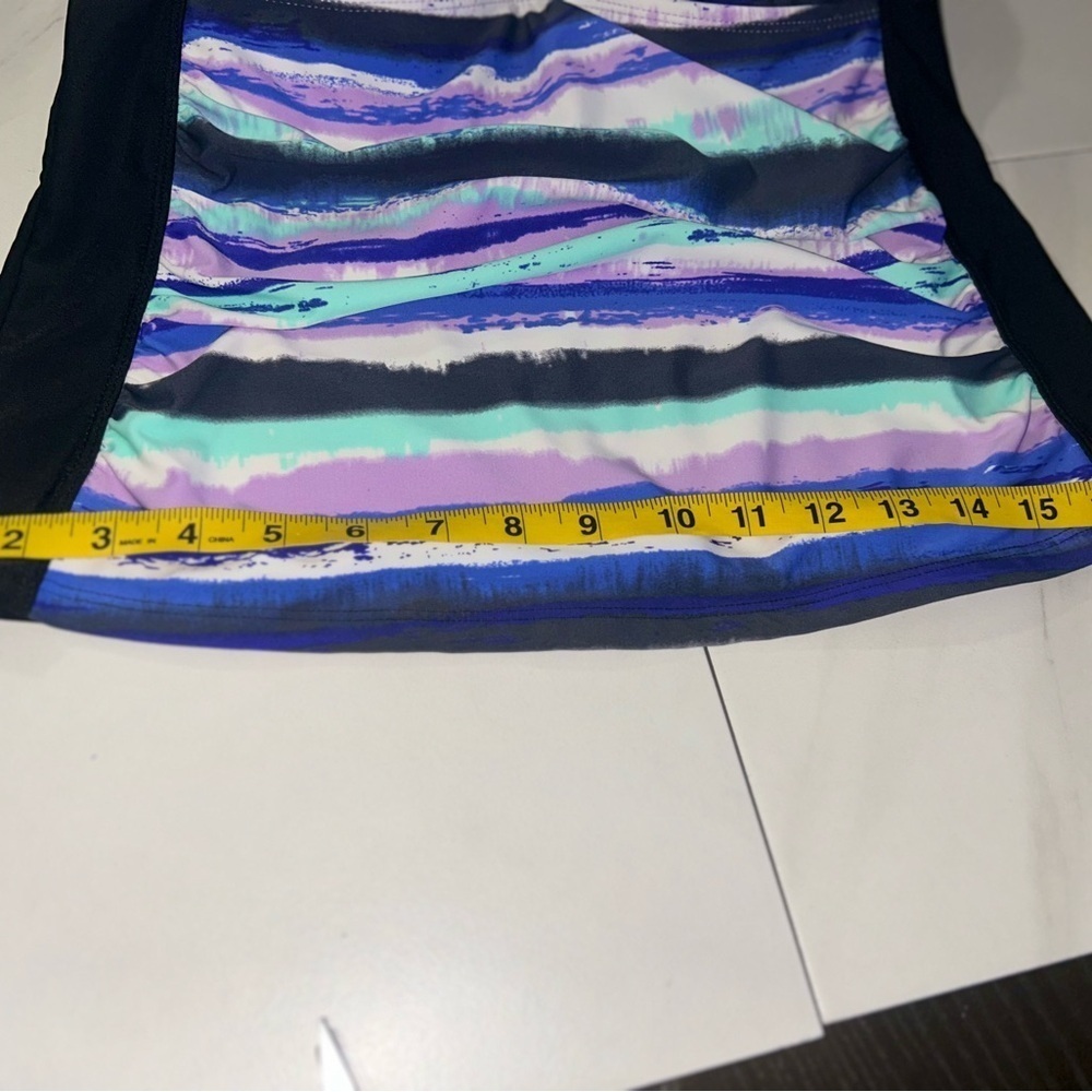 Striped Multicolor Swimsuit Top Size Large - Picture 4 of 9